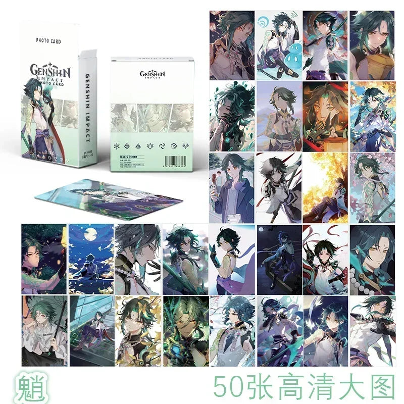 Hot Game Impact 50PCS/Set Decor Laser Lomo Card Photocard HD Double-sided Small Album Photo Card For Fans Collection Postcard