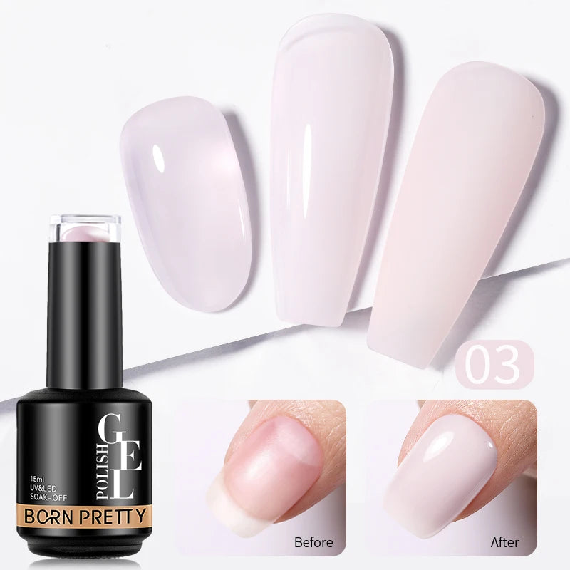 BORN PRETTY 15ML Jelly Purple Nail Gel Polish Transparent Colorful Translucent Pink Semi Permanent Soak Off Nail Art Gel Varnish