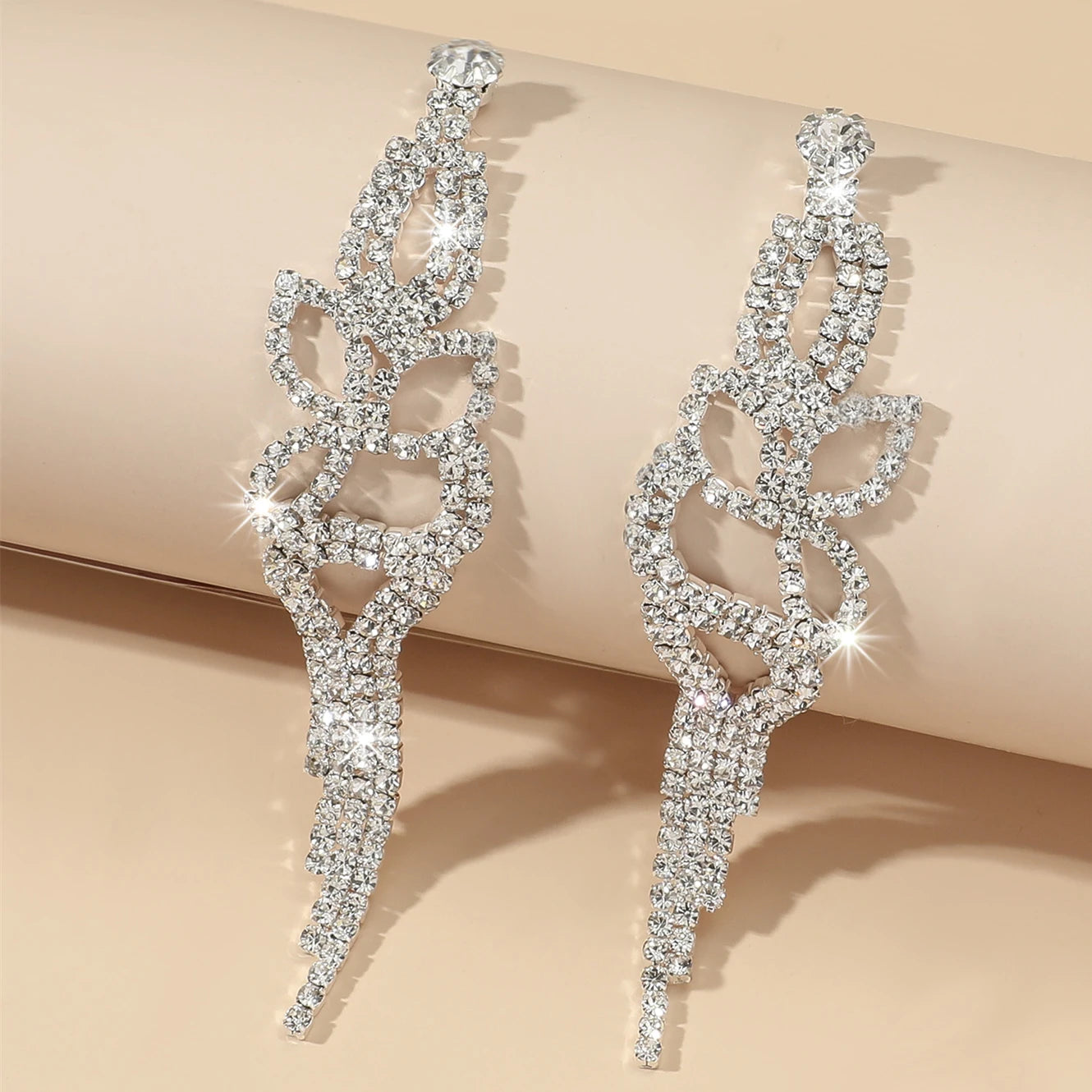 Shiny Multicolored Crystal Long Drop Earrings For Women Brides Classic Geometry Square Dangle Earring Wedding Party Jewelry Gift