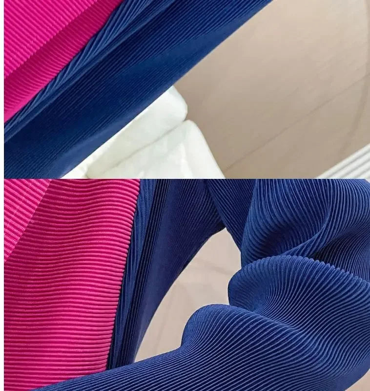 Folded Fake Two Piece Dress 2025 Spring Large Sleeves Round Neck Printed Mom's Dress  Y2k Dress