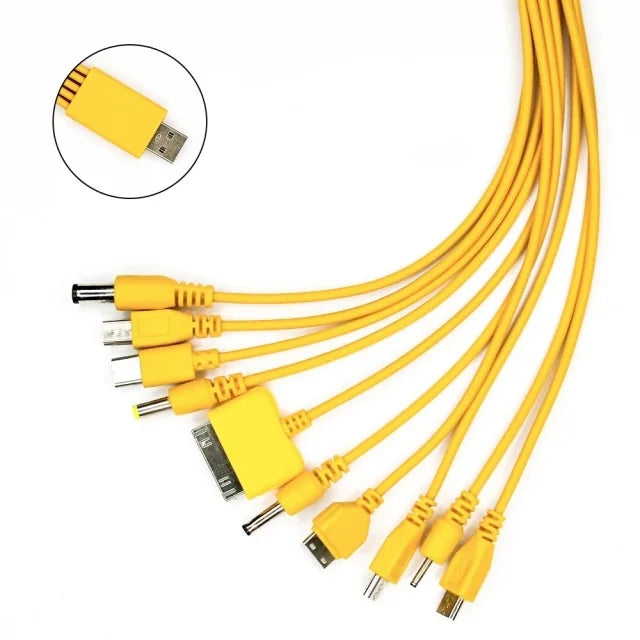 10 in 1 Universal USB Cable Multi Charging Cable Compatible with Multiple Cell Phone Blutooth Earphone Speaker MP3 Player & More