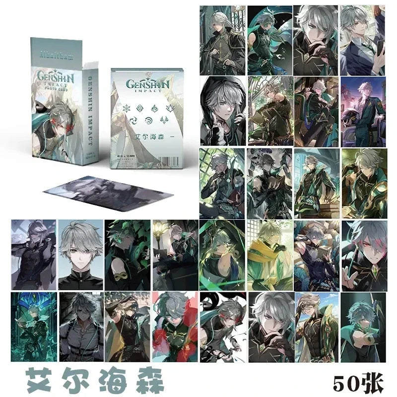 Hot Game Impact 50PCS/Set Decor Laser Lomo Card Photocard HD Double-sided Small Album Photo Card For Fans Collection Postcard