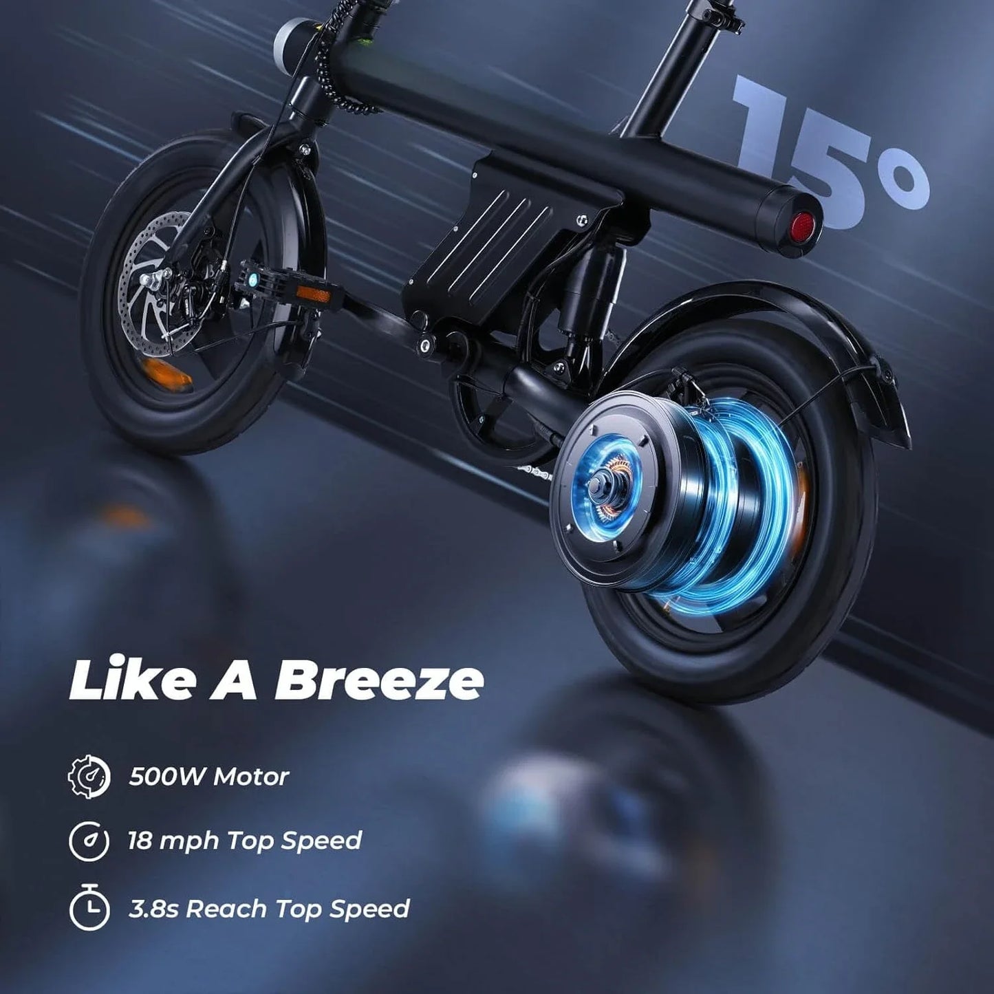 home.U1 Electric Bike for Adults 500W Motor, 20 mph Folding Ebike, 14" Adults Electric Bicycles with Smart Uphill, 280.8Wh Batte