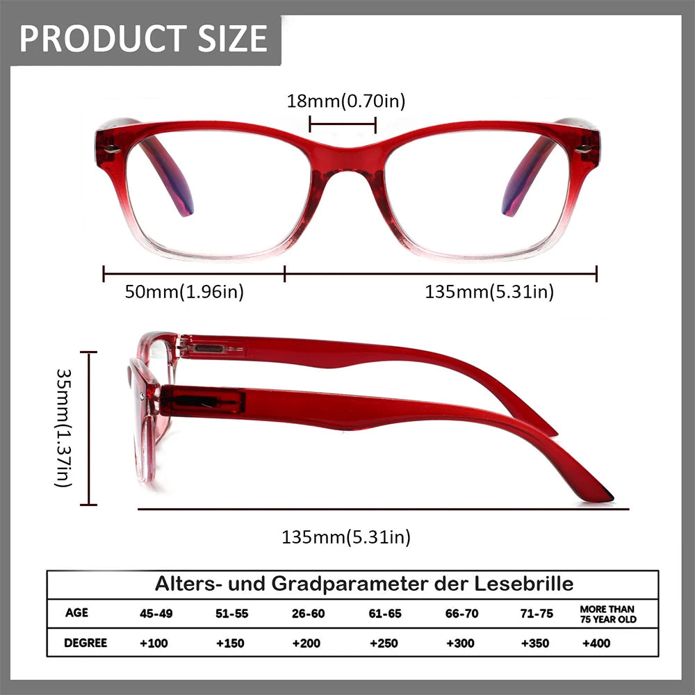 Anti Blue Light Reading Glasses Women Men HD Lens Spring Hinge 2024 Trends Eyewear Rectangular Frame Presbyopic Readers Glassses