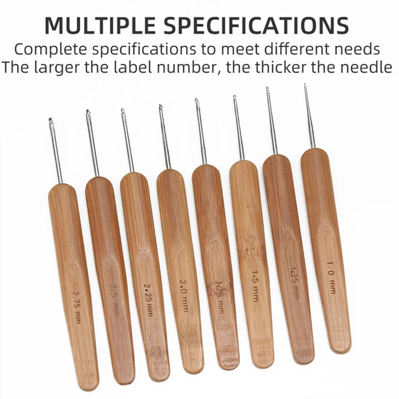 1Pc 0.5mm/0.75mm Dreadlock Crochet Hook Wood Crochet Needles Hair Dreadlocks Tool for Braid Craft