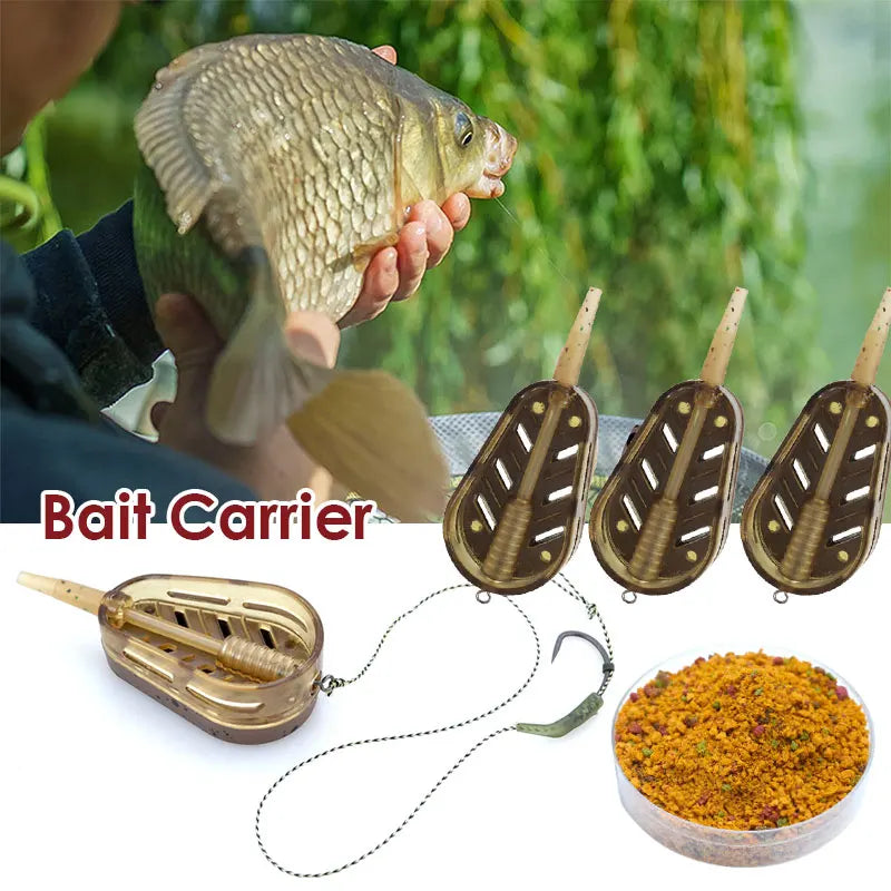 5Pcs Outdoor Fish Tackle Inline Method Feeder Mould Bait Thrower Bait Plumb Set Carp Fishing Bait Holder Tool Accessory