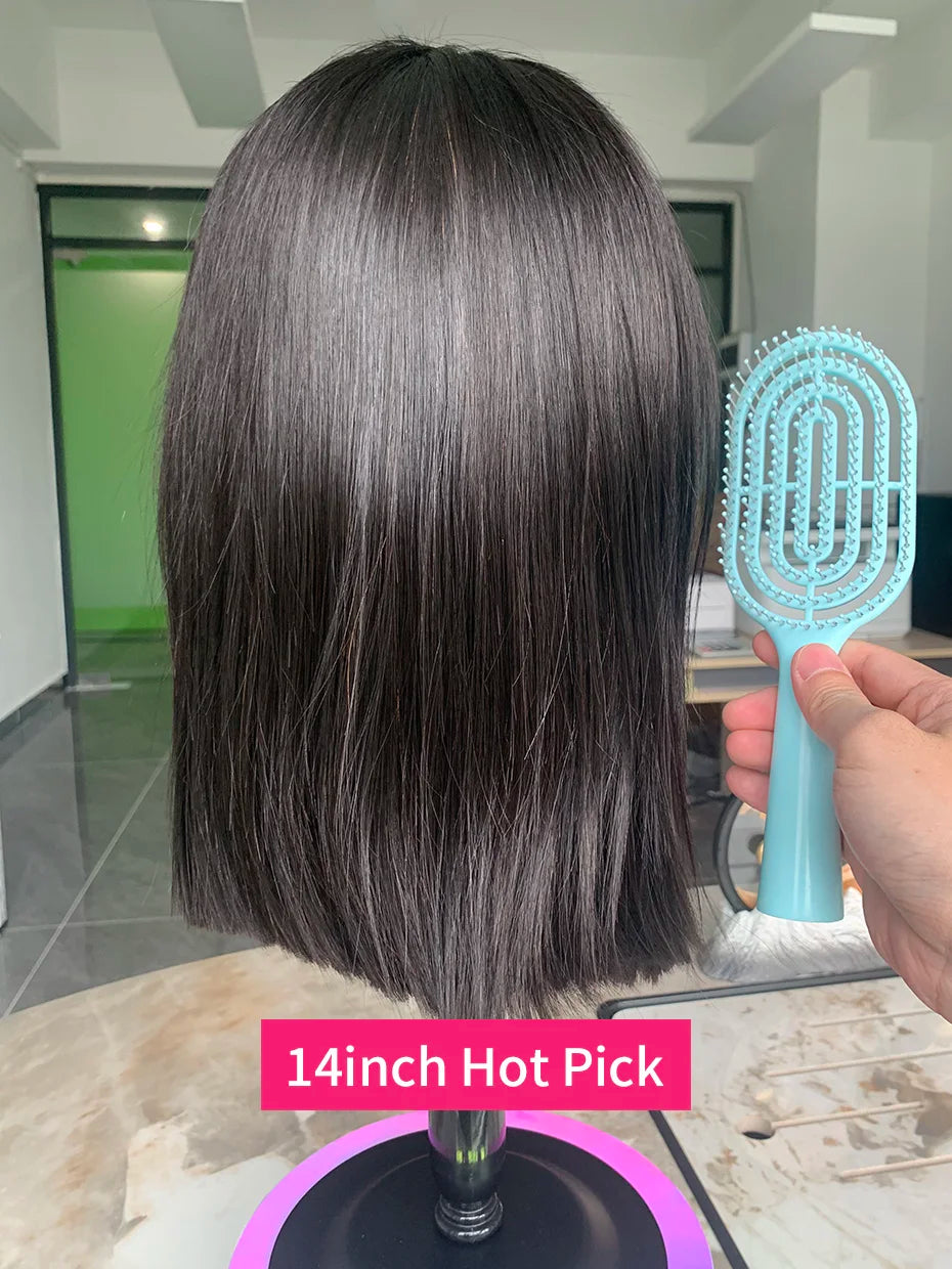 Raw Hair Vietnamese 250 Density 100 Human Hair Lace Frontal Wigs Straight Natural Black 13x6 Bob Wig Lace Front Human Hair Wigs