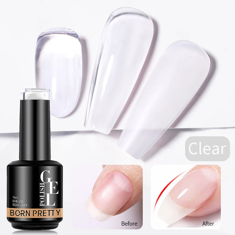BORN PRETTY 15ML Jelly Purple Nail Gel Polish Transparent Colorful Translucent Pink Semi Permanent Soak Off Nail Art Gel Varnish
