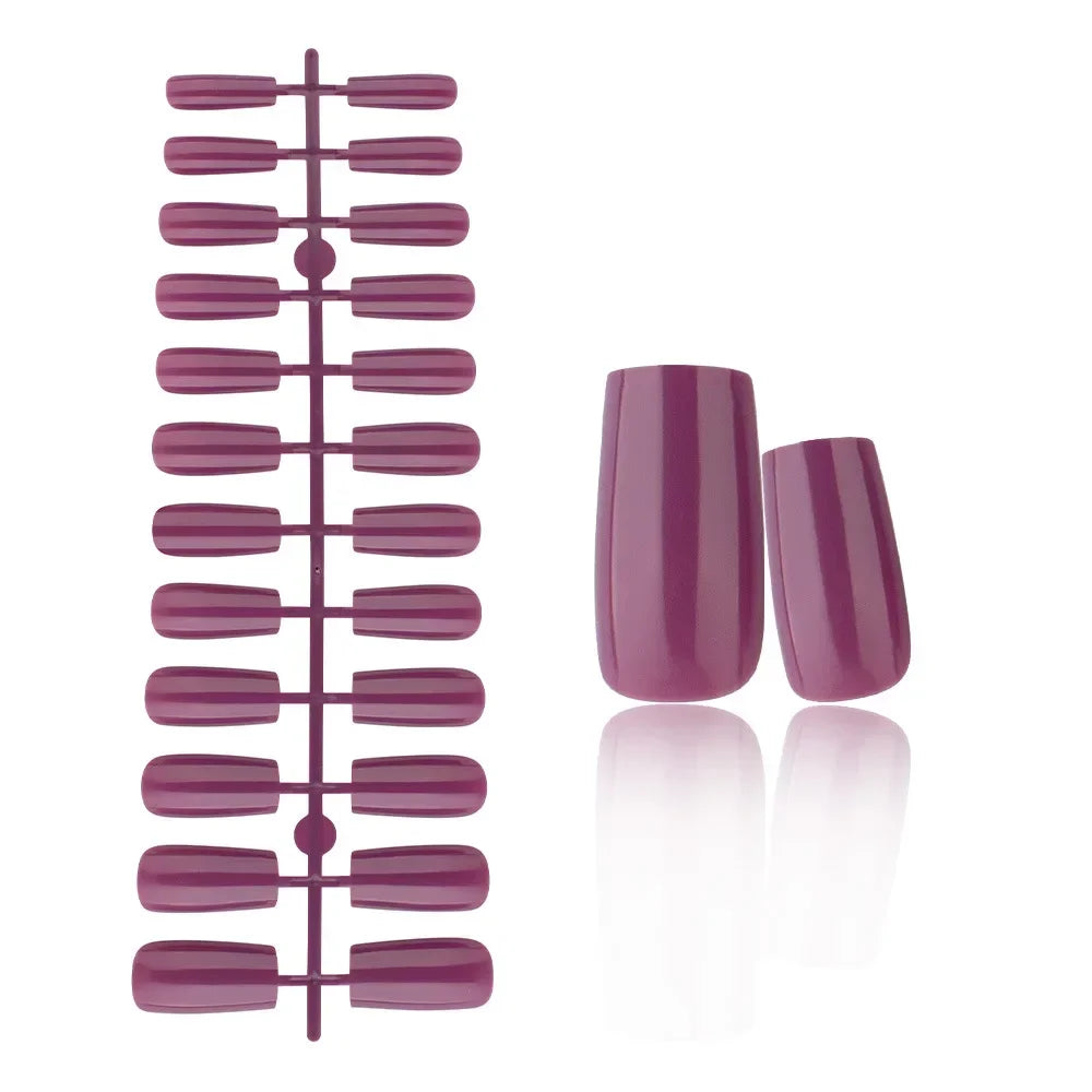24 Pcs Solid Color Nail Tips Extension System Soft Gel Fake Nail Sculpted Square Full Cover Press on Nail Tips Artificial Nails