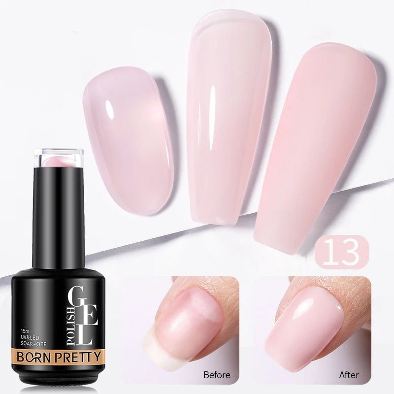 BORN PRETTY 15ML Jelly Purple Nail Gel Polish Transparent Colorful Translucent Pink Semi Permanent Soak Off Nail Art Gel Varnish