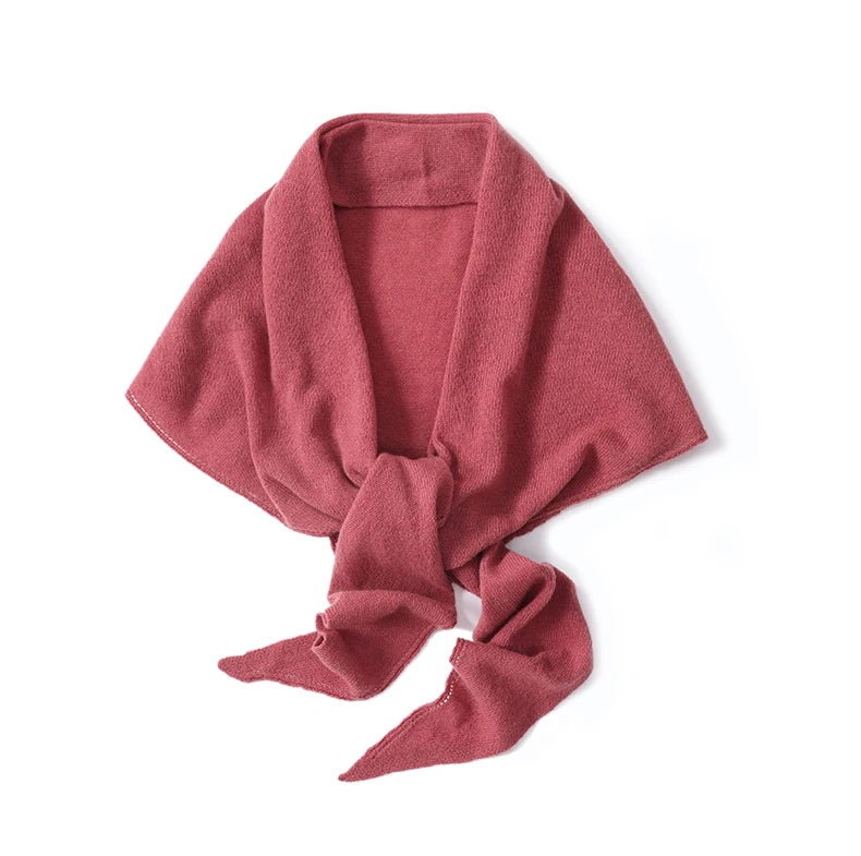 2024 Trend Large Triangle Shawl Scarf 100% Wool Women Knitted Accessories Cape Casual Soft Warm Cappa Cozy Black Gray Red