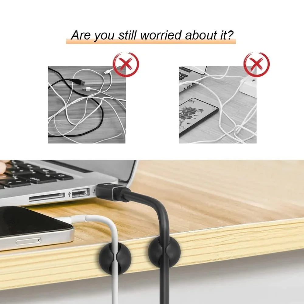 5/50Pcs Mini Cable Winder Organizer USB Charging Cable Clips Desk Tidy Organiser Wire Cord Holder Protectors In Home Office Car