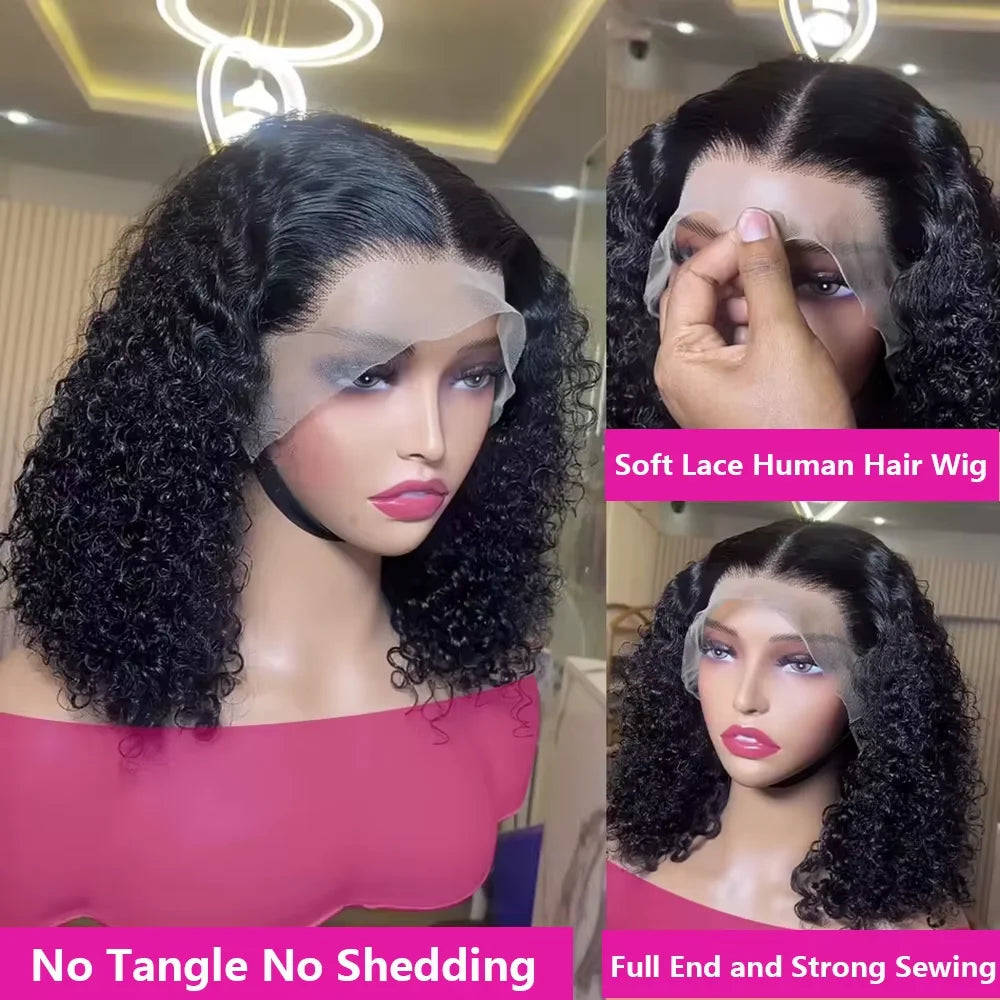 Brazilian Short Bob 100% Human Hair 13x4 Lace Frontal Human Hair Deep Wave 13x4 Lace Front Curly 4x4 Lace Closure Wigs For Women