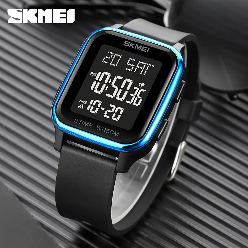 SKMEI 1858 Sports Watch for Men Waterproof Countdown Electronic LED Display Digital Wristwatches Mens Clock Reloj Hombre 1859