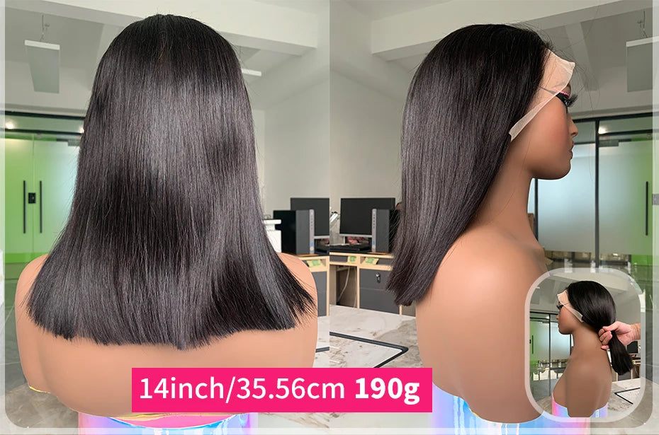 Raw Hair Vietnamese 250 Density 100 Human Hair Lace Frontal Wigs Straight Natural Black 13x6 Bob Wig Lace Front Human Hair Wigs