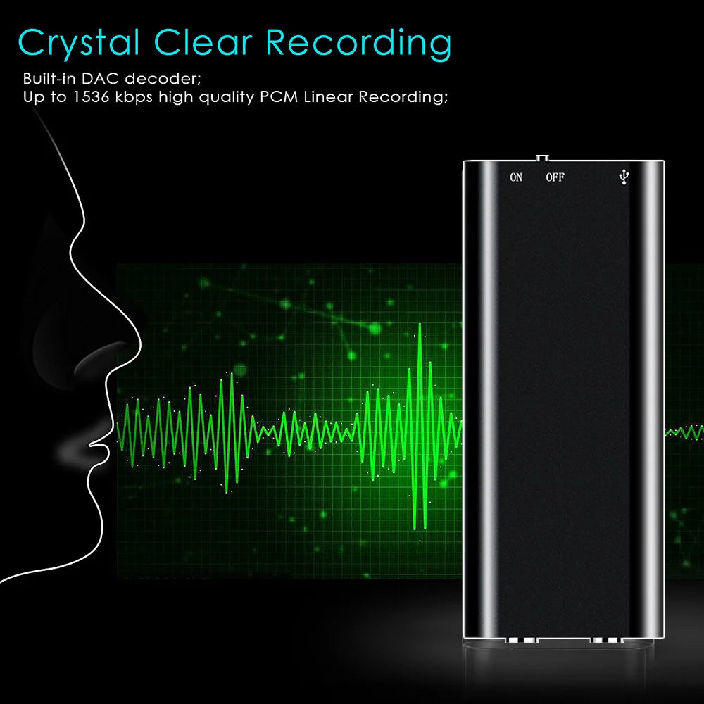 Mini 8GB 16GB 32GB Voice Digital Audio Voice Recorder Professional Mp3 Player 3 in 1 Memory Storage 192Kbps Recording WAV