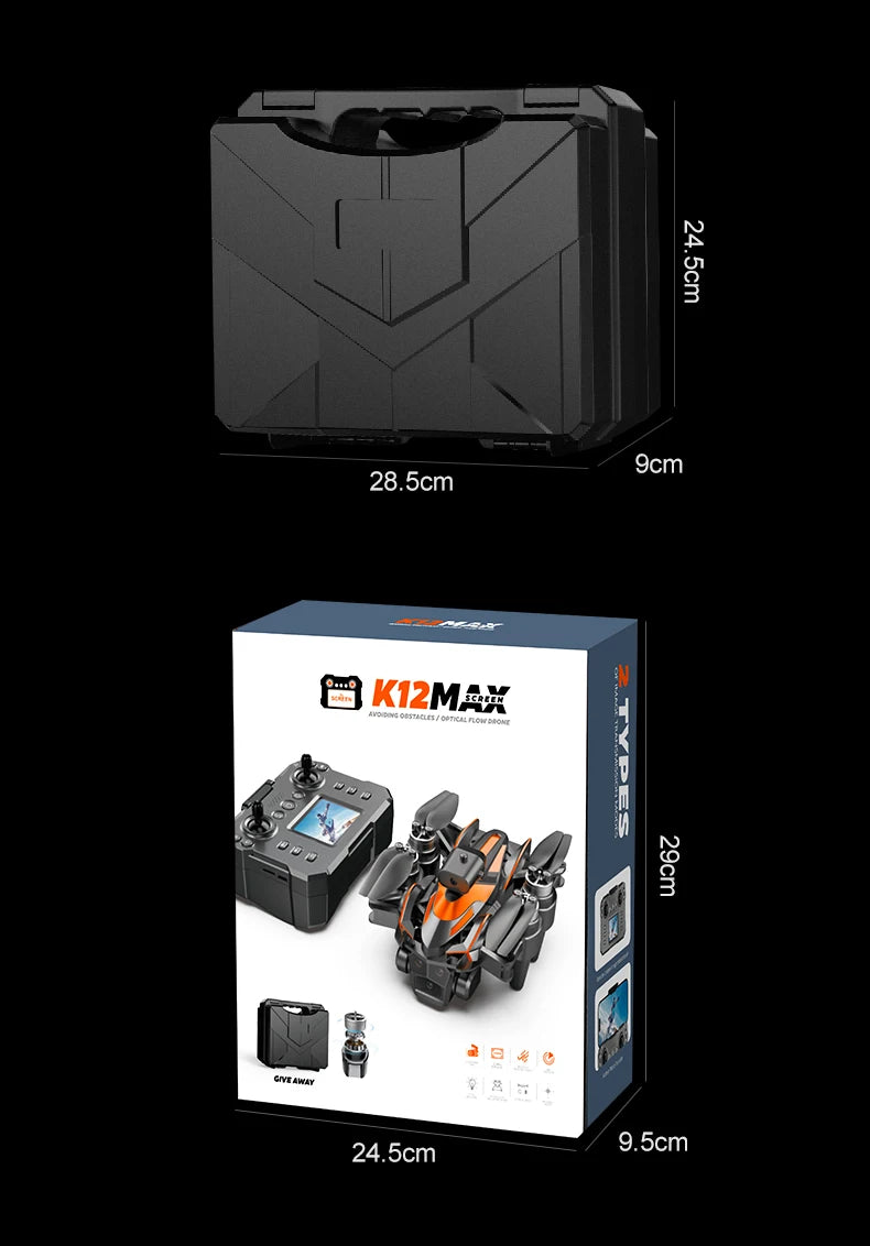 NEW K12Max UAV With Screen Control 5G 8K HD Camera Brushless Drone Optical Flow Positioning Aerial Four-Axis Aircraft Gifts Toys