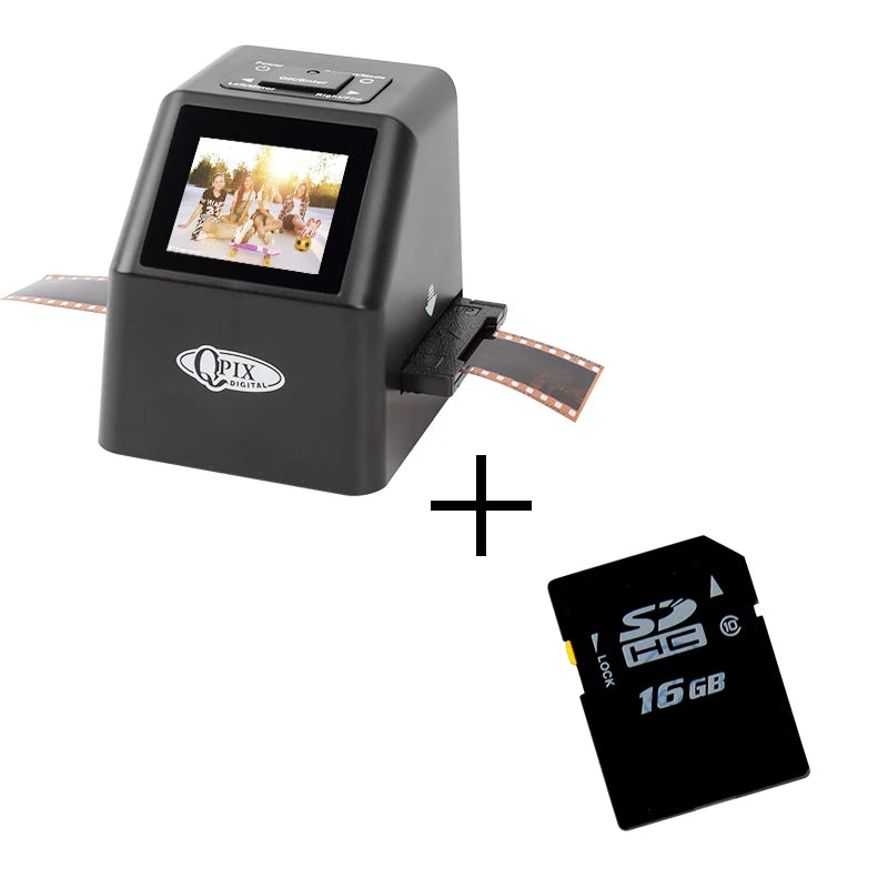QPIX 22 MP 35mm Portable Film Scanners 135 110 126KPK Super 8 Negative Slide Holder Photo Scanner Film Digital Converter