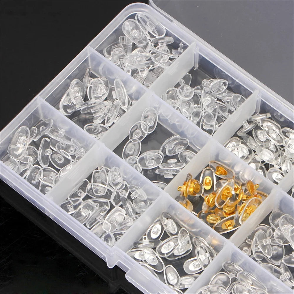 300Pcs/Box Professional Silicone Eyeglass Sunglasses Spectacles Screw On Nose Pads Repair Tool Set Eyewear Glasses Accessories