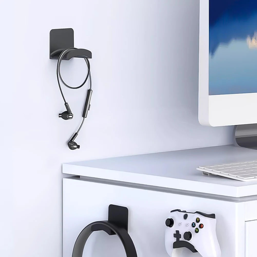 Universal Headphone Stand Adhesive Headphone Hanger Headphone Holder for Easy Damage-Free Wall Desk Or PC Mounting