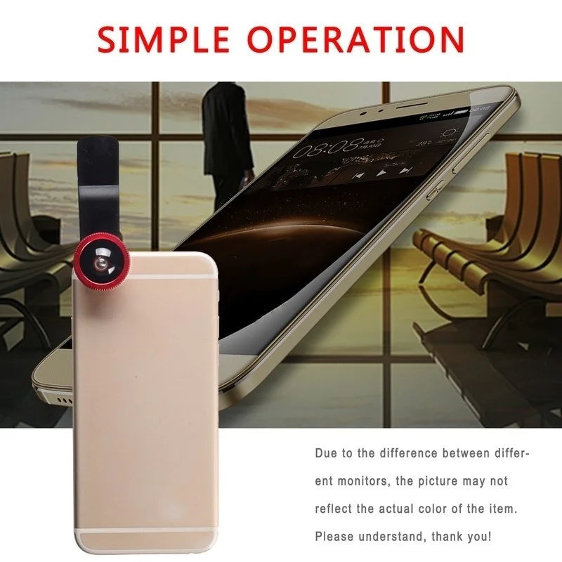 3in1 Fisheye Wide Angle Micro Camera Lens for iPhone Xiaomi Redmi 3in1 Zoom Fish Eye Len on Smartphone Lenses with Phone Clip