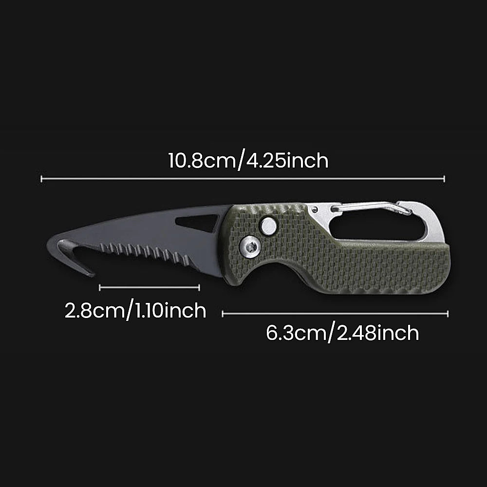Portable Multifunctional Tool Knife Foldable Serrated Sharp Express Parcel Knife Keychain With Hook Cut Rope Survival Tool