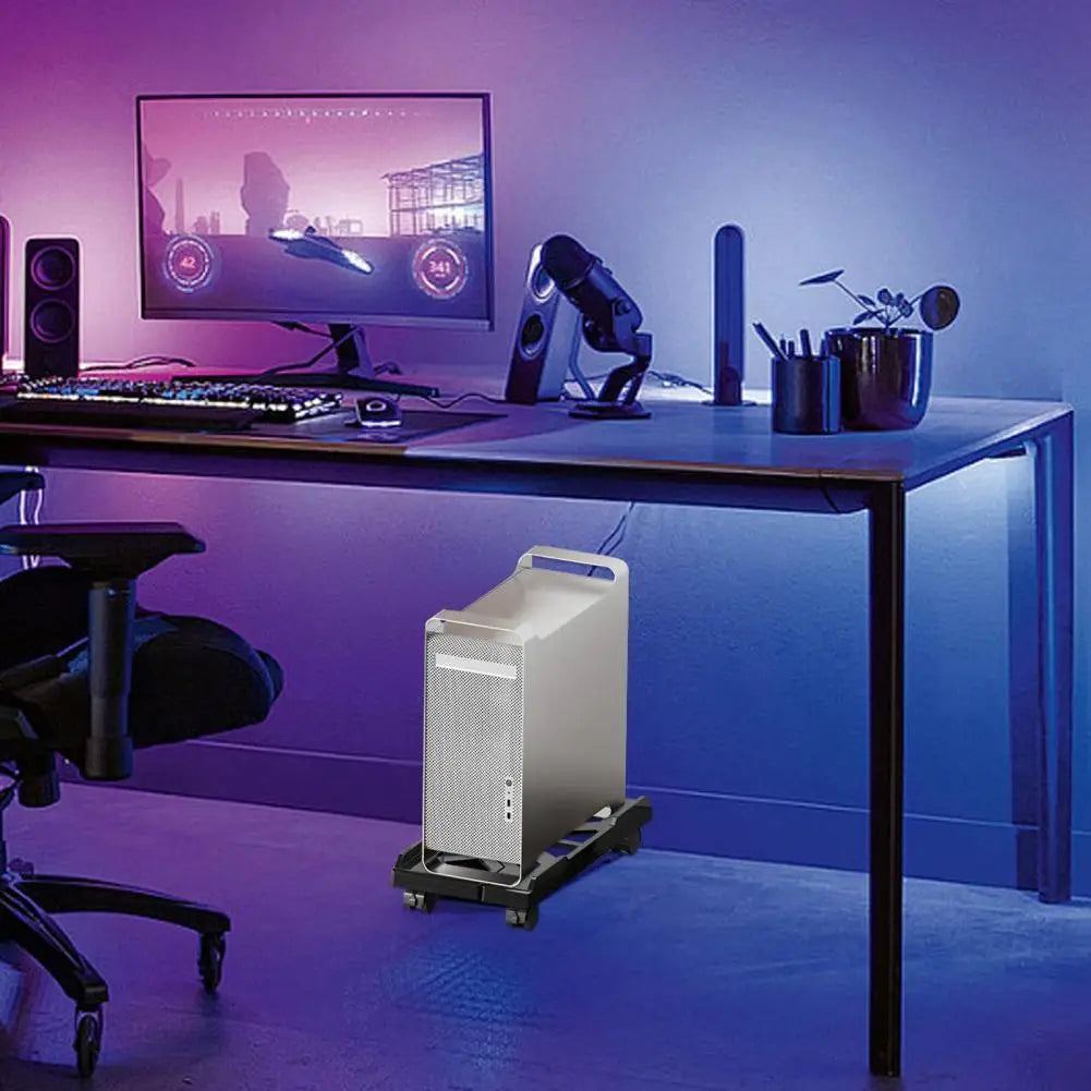 Adjustable Mobile CPU Stand Heavy-Duty PC Tower Stand With 4 Caster Wheels Ventilated Under Desk CPU Holder PC Floor Cart