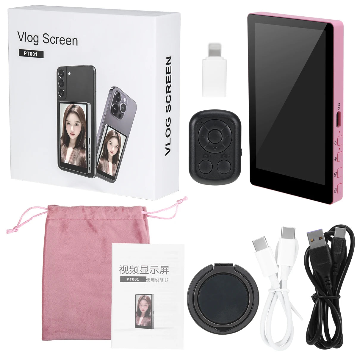 Wireless Magnetic Mount Vlog Selfie Monitor Screen Phone Rear Camera Selfie WiFi Bluetooth Connection for Selfie Live Vlog
