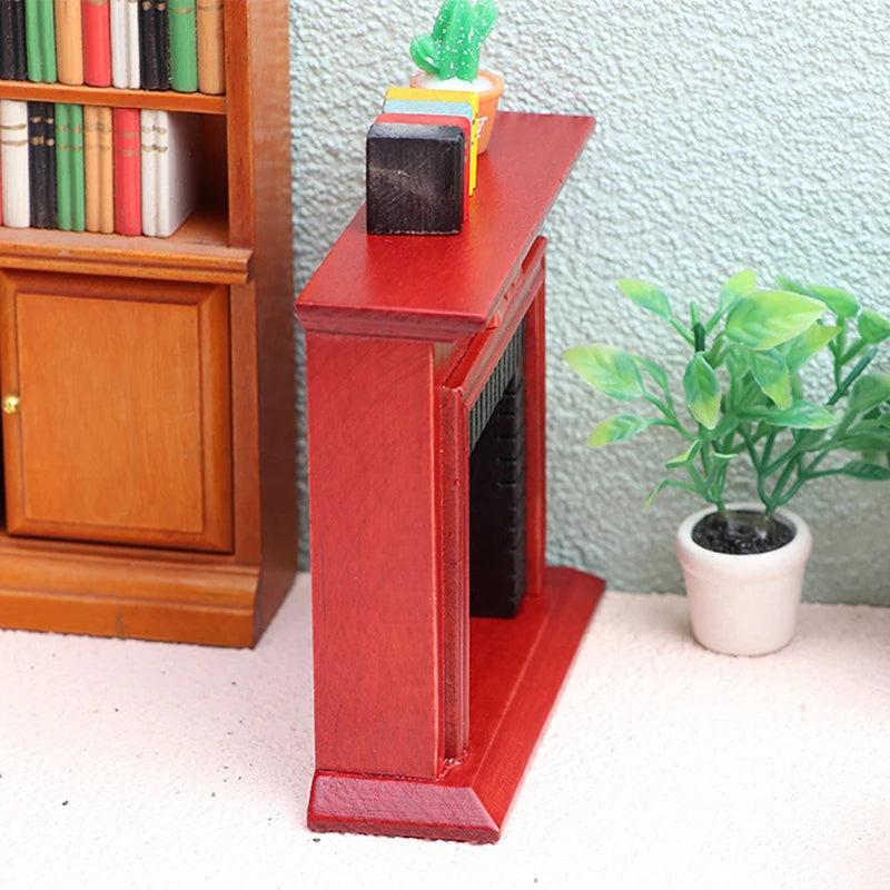1:6 1:12 Dollhouse Mini Decorative Fireplace Model Doll House Wood Fireplace Mini House Furniture European Style