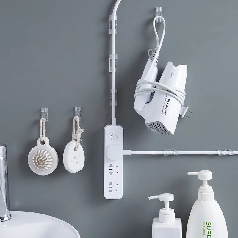 16/20pcs Cable Organizer Clips Cable Management Wire Manager Cord Holder USB Charging Data Line Bobbin Winder Wall Mounted Hook