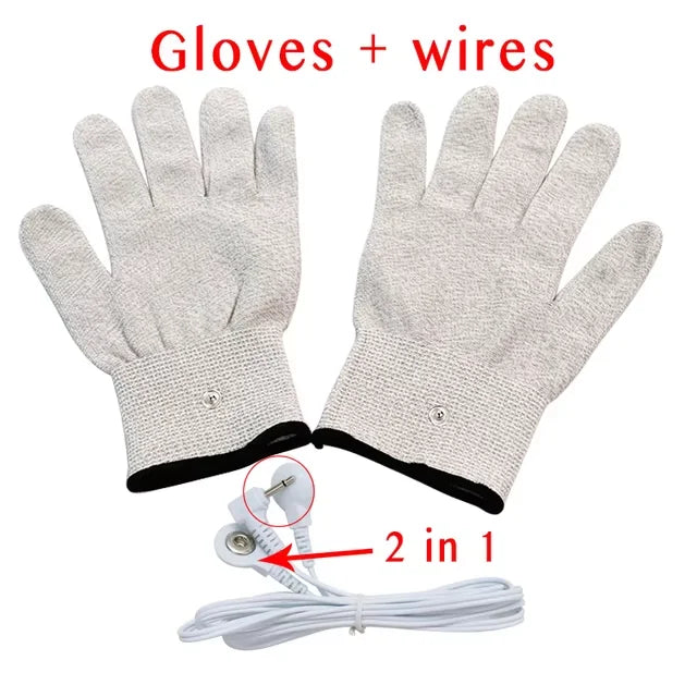 2 Way Electrode Wire Gloves 2.5mm Cable EMS Muscle Stimulator Electrode Pads TENS Unit Massage Machine Lead Wire Replacement