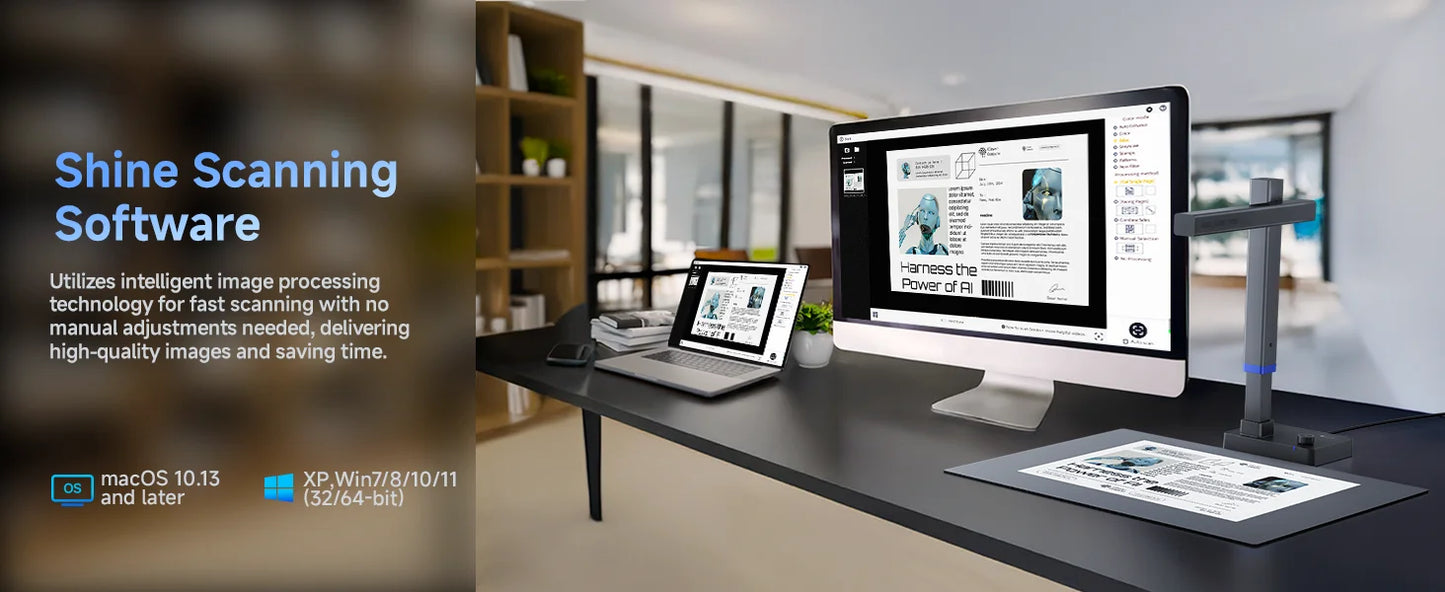 CZUR Shine Ultra Portable 13MP Book Scanner Flatten Curve Technology Capture Max A3 Document Fast Scan for Office Library School