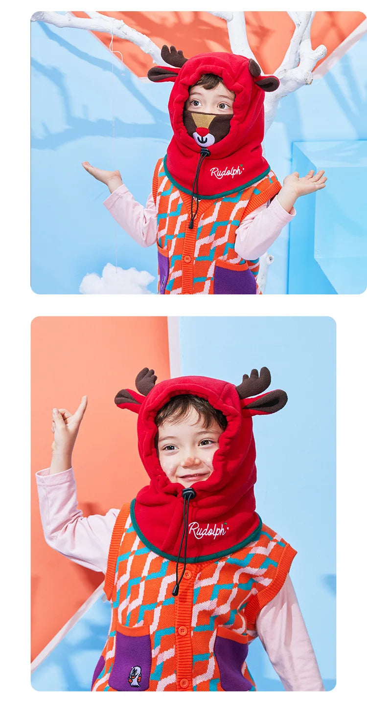Lemonkid Kids Cartoon Animal Masked Hat Children Autumn Winter Warm Caps Child Girls Beanie Hats Boys Cycling Windproof Cap