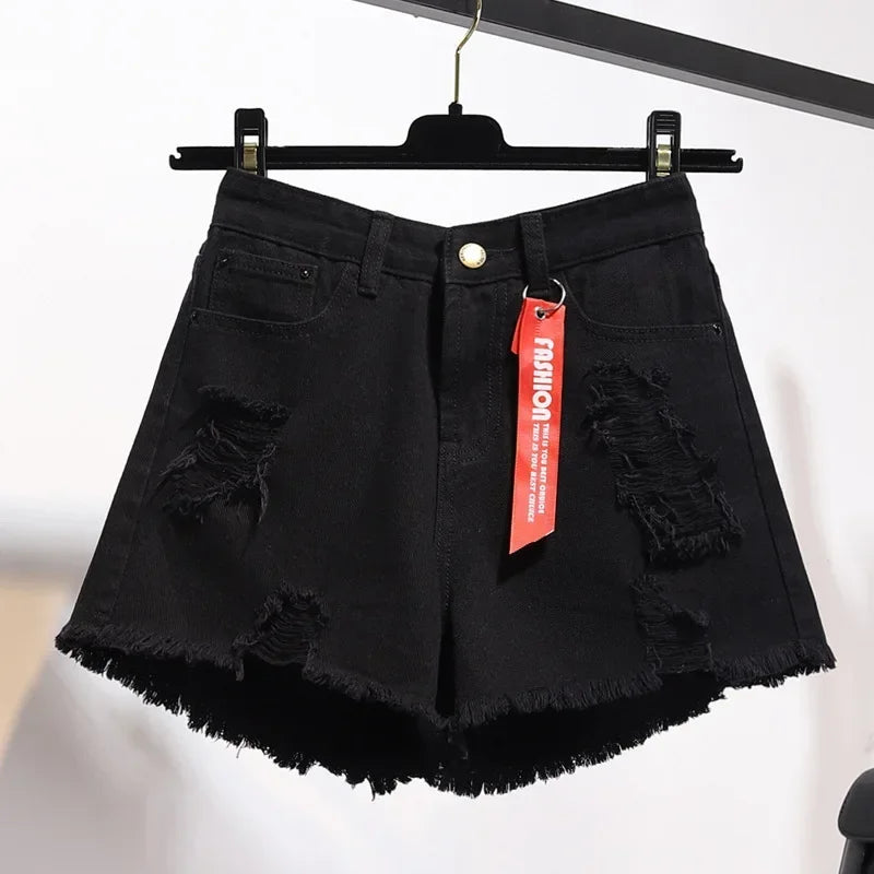 Fashion Blue Denim Shorts Women's Summer High Waist Loose Short Pants Sexy Girl All Match Hot Pants Jeans Wide Shorts Korean