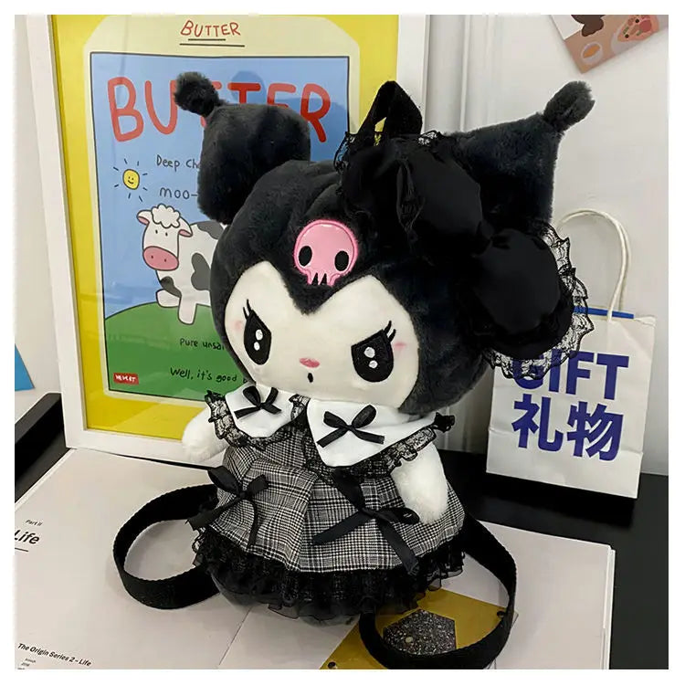 Wholesale Sanrio Plush Kuromi Backpack My Melody Backpack Shoulder Bag Kawaii Plush Toys Lolita Daypack Plushies Doll Girl Gift