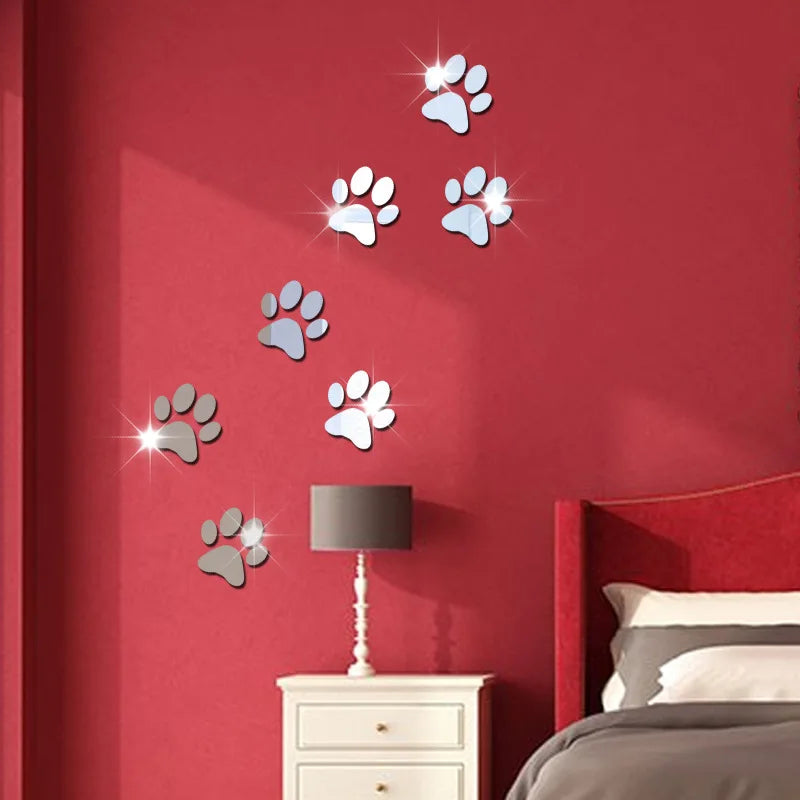Creative DIY Cat Dog Claw Acrylic Stereo Wall Sticker 3D Crystal Footprint Pet Shop for kids Children Room Kindergarten Bedroom