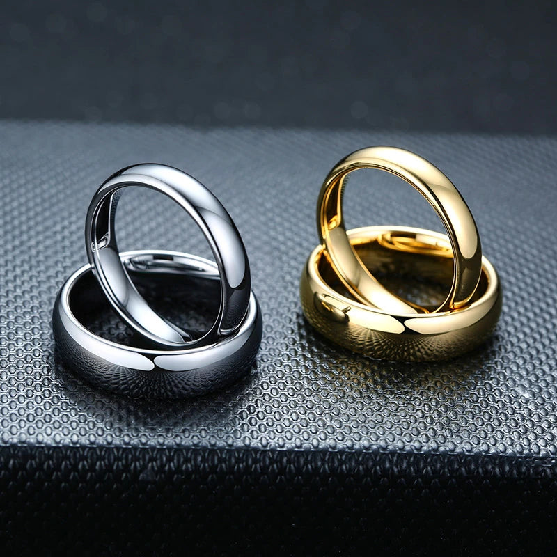 High Quality Simple Stainless Steel Gold Color Rings for Men Women Exclusive Couple Wedding Ring Wholesale Fashion Jewelry