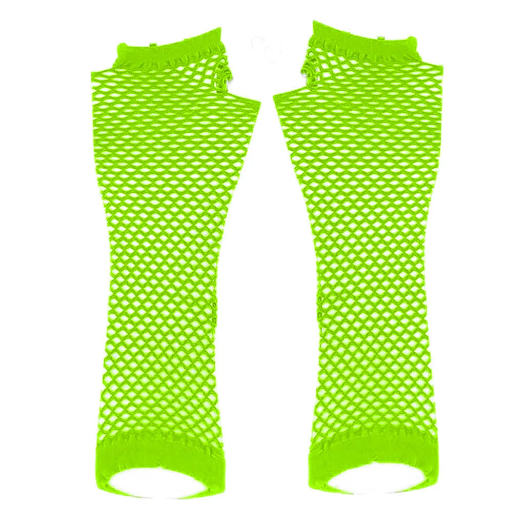 Women Gloves Hollow Out Holes Sexy Punk Goth Ladies Disco Dance Fingerless Mesh Fishnet Gloves Punk Rock Costume Mittens