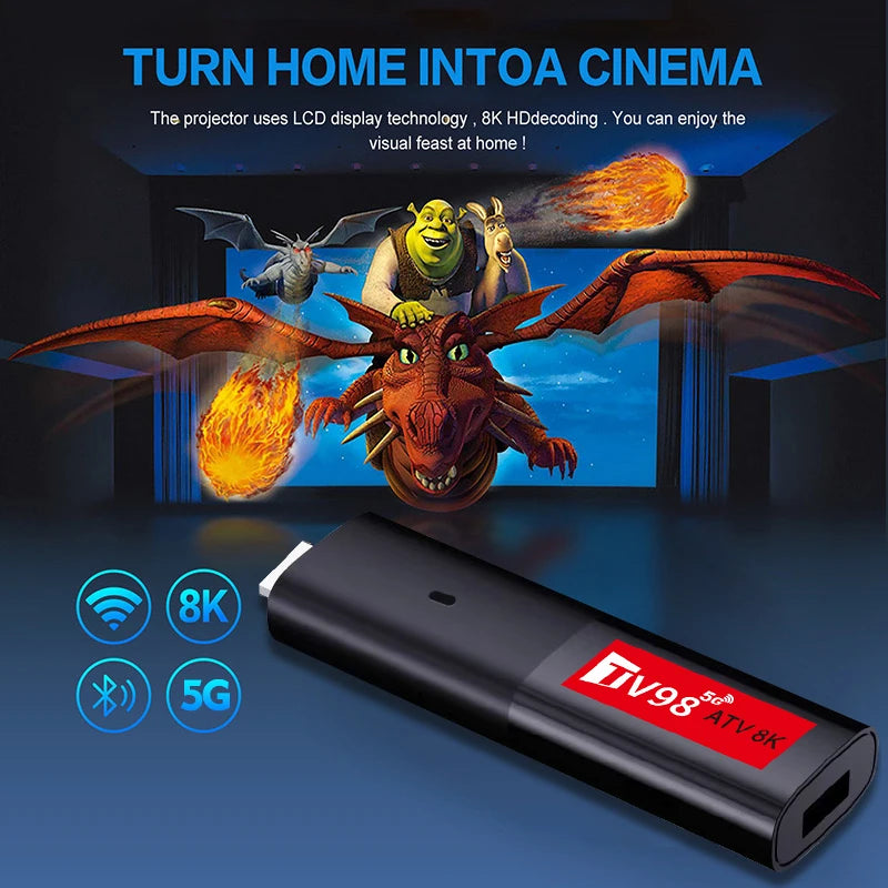 ATV Smart TV Stick Android 14 Support HD 8K Video 4K BT5.0 WiFi 6 Allwinner H618 Quad Core Cortex A53 Voice Remote Smart TV Box