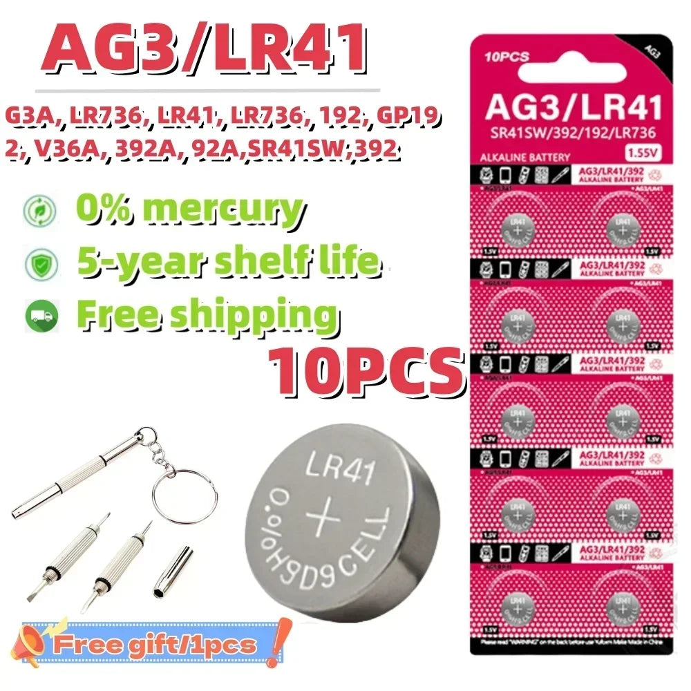 10-100Pcs High Capacity LR41 Alkaline Batteries AG3 L736 392 384 192 Premium 1.5V Button Coin Cell Batteries for Medical devices