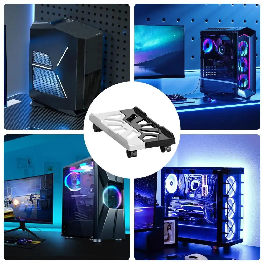 Adjustable Mobile CPU Stand Heavy-Duty PC Tower Stand With 4 Caster Wheels Ventilated Under Desk CPU Holder PC Floor Cart