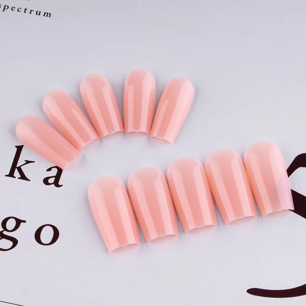 24 Pcs Solid Color Nail Tips Extension System Soft Gel Fake Nail Sculpted Square Full Cover Press on Nail Tips Artificial Nails