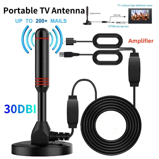 HD Digital TV Antenna Indoor Amplified DAB High Gain 200 Miles With Amplifier Booster VHF/UHF Quick Response Outdoor Aerial Set