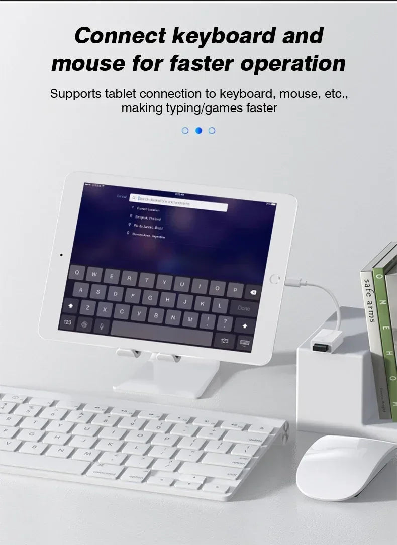 OTG Adapter For iPhone 16 15 14 13 12 Pro Max XR 8 Plus 8 Pin To USB Cable 3.0 Converter For Mouse Keyboard Camera Card Reader