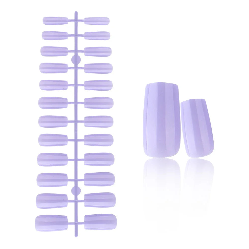 24 Pcs Solid Color Nail Tips Extension System Soft Gel Fake Nail Sculpted Square Full Cover Press on Nail Tips Artificial Nails
