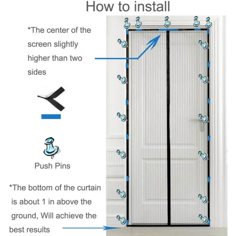 1PC New Magnetic Screen Door Curtain Anti-Mosquito Net Fly Insect Screen Mesh Automatic Closing 4 Size Easy Installation