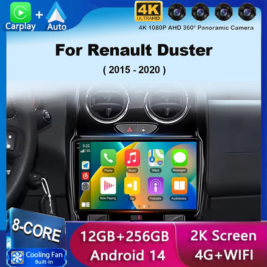 Android 14 Carplay Auto Car Radio For Renault Duster 2015 2016 2017 2018 2019 2020 Multimidia Video Player GPS 4G+WIFI Stereo BT