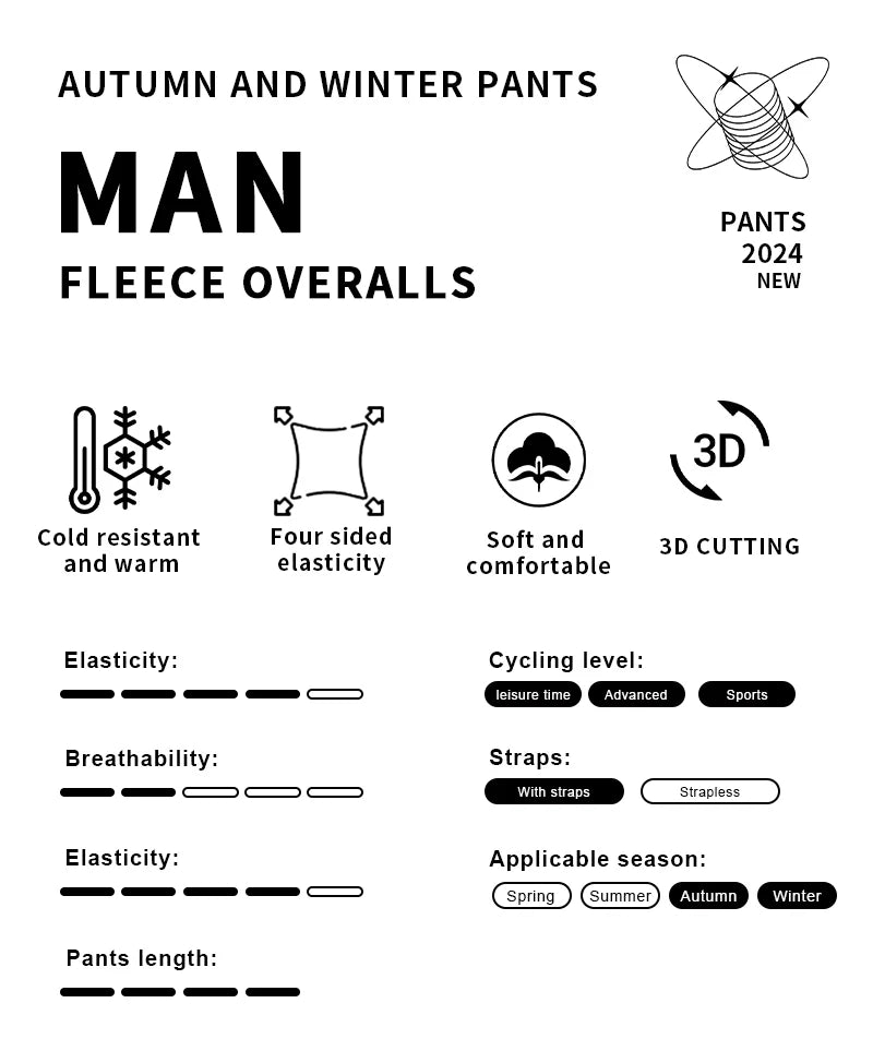 X-TIGER Autumn and winter warm windproof fleece cycling trousers 0-15 degrees bib men's trousers road bike cycling