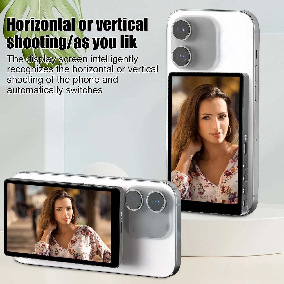 Wireless Magnetic Mount Vlog Selfie Monitor Screen Phone Rear Camera Selfie WiFi Bluetooth Connection for Selfie Live Vlog