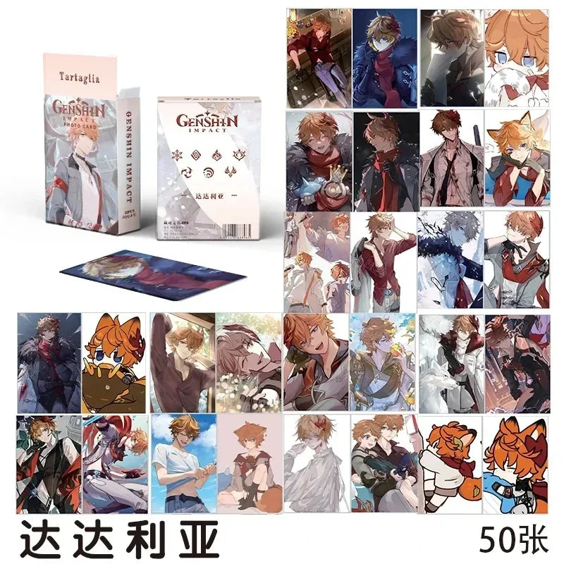 Hot Game Impact 50PCS/Set Decor Laser Lomo Card Photocard HD Double-sided Small Album Photo Card For Fans Collection Postcard
